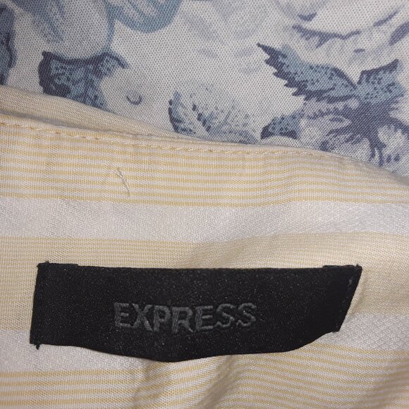 Express junior small beautiful yellow w/white stripes,pleated,zipper up back - Picture 4 of 5